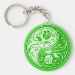 Rosas de Yin Yang, verdes Llavero Personalizado