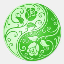 Rosas de Yin Yang, verdes Pegatinas