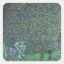 Rosas debajo de los árboles, c.1905 calcomanía cuadrada