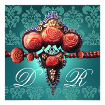 ROSAS DEL CORAL ROJO, MONOGRAMA DEL DAMASCO DEL NE ANUNCIOS  