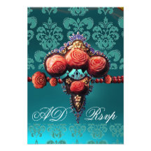 ROSAS DEL CORAL ROJO, MONOGRAMA RSVP DEL DAMASCO D ANUNCIOS  