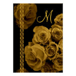 Rosas del ORO y invitaciones del boda del cordón Comunicado Personalizado