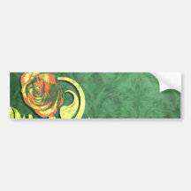 rosas elegantes en diseño verde del damasco pegatina de parachoque