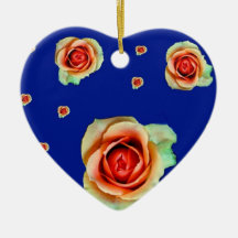Rosas en el ornamento azul del corazón ornamente de reyes
