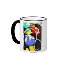 Rosas en taza de café abstracta