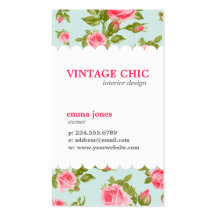 Rosas florales románticos elegantes del vintage de tarjeta de visita