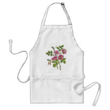 Rosas ingleses viejos rosados bordados delantal