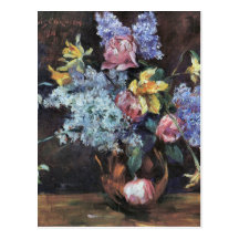 Rosas, lilas y narcisos de Lovis Corinto Postales