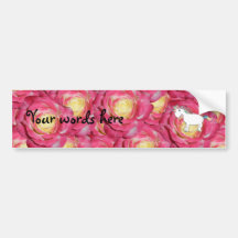 Rosas lindos del rosa del unicornio etiqueta de parachoque