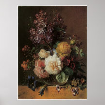 Rosas, lirios, Guillermo dulce C. 1845 Posters