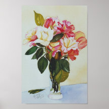 Rosas originales de la acuarela posters
