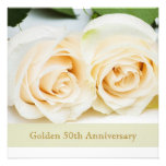 Rosas poner crema blancos, 50.o aniversario de bod invitaciones personalizada
