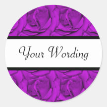 Rosas púrpuras elegantes - personalizable etiquetas redondas