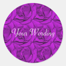 Rosas púrpuras elegantes - personalizable pegatinas redondas