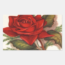 Rosas rojos rectangular pegatina