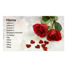 ROSAS ROJOS Y TARJETAS DEL PERFIL DE LOS CORAZONES TARJETA DE VISITA