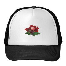 Rosas rojos y un color de rosa rosado gorro de camionero