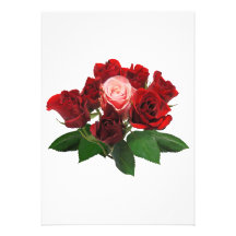 Rosas rojos y un color de rosa rosado comunicado personalizado