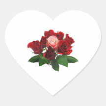 Rosas rojos y un color de rosa rosado pegatina de corazon