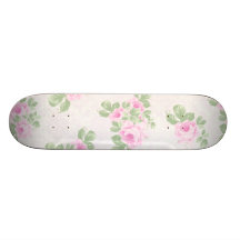 Rosas rosados elegantes florales del vintage patineta personalizada