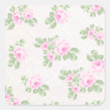 Rosas rosados elegantes florales del vintage calcomania cuadradas personalizada