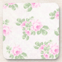 Rosas rosados elegantes florales del vintage posavasos de bebida