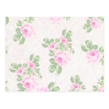 Rosas rosados elegantes florales del vintage postal