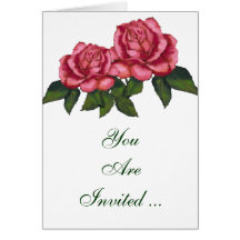 Rosas rosados en blanco: Invitación clásica Tarjetón