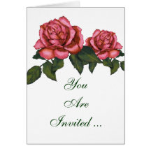Rosas rosados en blanco: Invitación clásica Tarjeta