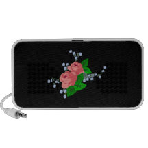 Rosas rosados en fondo negro sistema altavoz