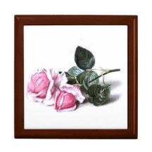 Rosas rosados Giftbox del vintage Cajas De Recuerdo