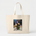 Rosas rosados y Delphinium púrpura Bolsas De Mano