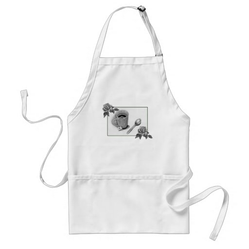 Rosas, taza de té: Dibujo de lápiz, realismo Delantales de Zazzle.es