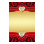 Rosas y corazones rojos, oro y boda negro  papeleria de diseño