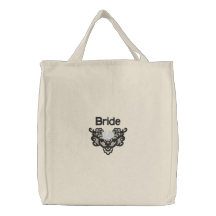 Rosas y cordón - tote de la novia bolsas de lienzo