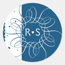Rosetón romántico azul de la noche etiqueta