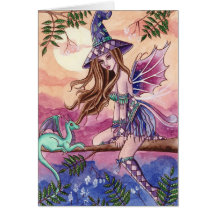 Rowenia - tarjeta de la bruja y del dragón