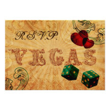rsvp 3,5 x 5 de Vegas del vintage de los dados del Invitaciones Personales