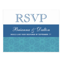 RSVP azul y blanco que casa respuesta Tarjetas Postales
