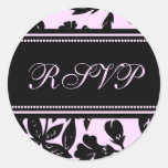 RSVP floral negro rosado que casa a los pegatinas