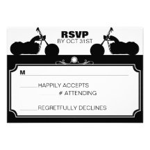 Rsvp negro y blanco de la silueta del motorista de comunicados personalizados