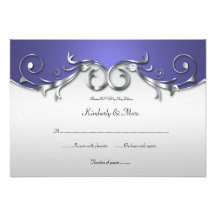 RSVP púrpura 3.5x5 y de plata elegante Invitacion Personal