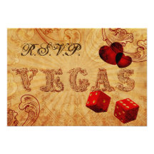 rsvp rojo 3,5 x 5 de Vegas del vintage de los dado Invitacion Personal