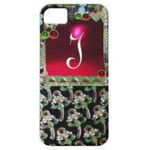 Rubí ROJO VERDE NEGRO del MONOGRAMA de la PIEDRA P iPhone 5 Funda