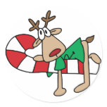 Rudolph en un Candycane pegatinas