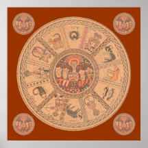 Rueda hebrea israelí del zodiaco posters