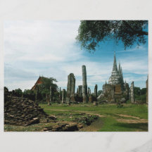 Ruinas antiguas del templo, cerca de Bangkok, Tail Tarjetón
