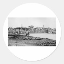 Ruinas delante del capitolio en Richmond, 1865 Pegatina Redonda