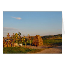 Rumania, área agrícola con un haystack tarjeton