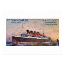 S.S. Buque de vapor del vintage de Francia Tarjeta Postal